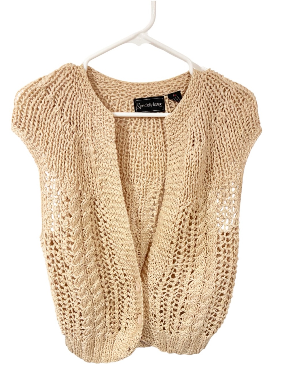 Vintage Specialty House Cream Crotchet Knit Vest Shell Size Medium